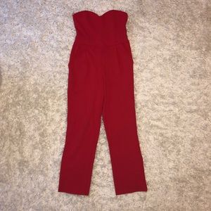 Strapless sweetheart neckline jumpsuit